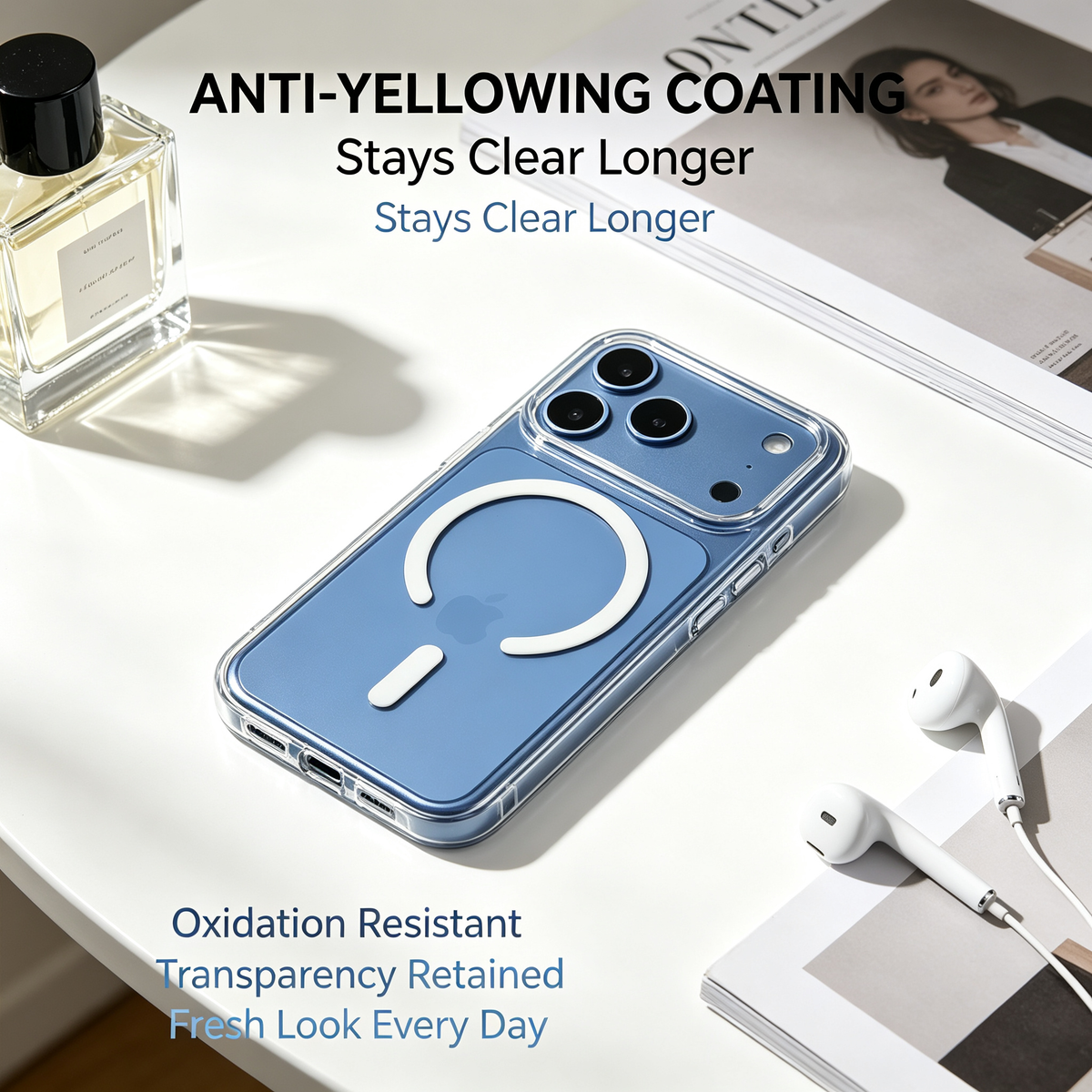 Jencakoo Clear Magnetic Case for iPhone 17 Pro & 18 Pro – Anti-Yellowing, MagSafe Compatible