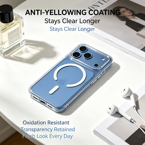Jencakoo Clear Magnetic Case for iPhone 17 Pro & 18 Pro – Anti-Yellowing, MagSafe Compatible