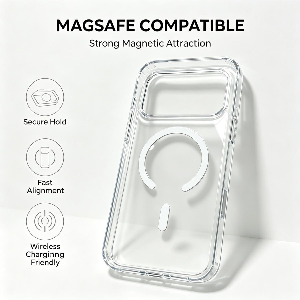 Jencakoo Clear Magnetic Case for iPhone 17 Pro & 18 Pro – Anti-Yellowing, MagSafe Compatible