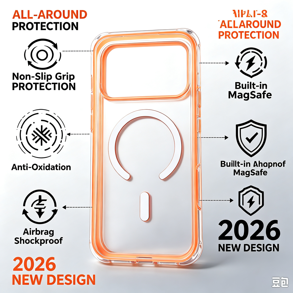Jencakoo MagSafe Case for iPhone 17 Pro & 18 Pro – Anti-Yellowing, Air Cushion Shockproof Protection
