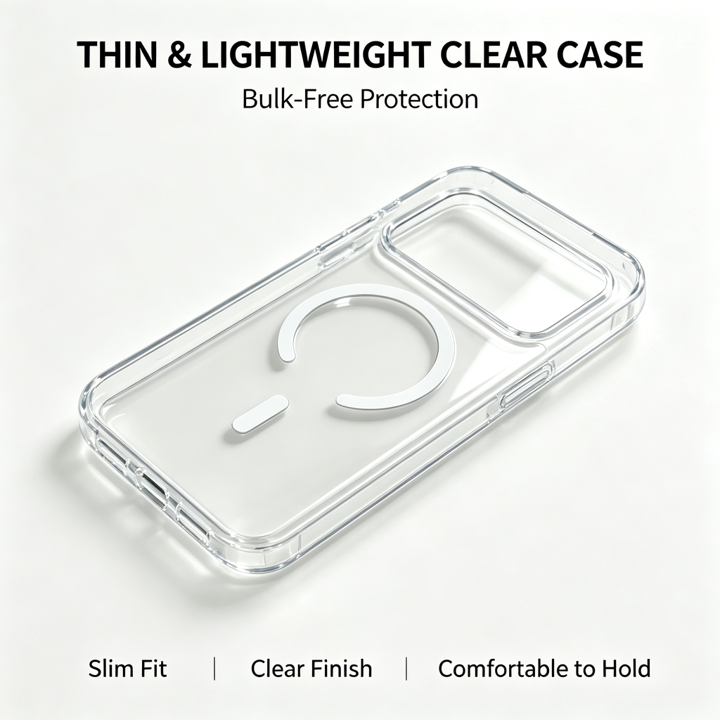 Jencakoo Clear Magnetic Case for iPhone 17 Pro & 18 Pro – Anti-Yellowing, MagSafe Compatible