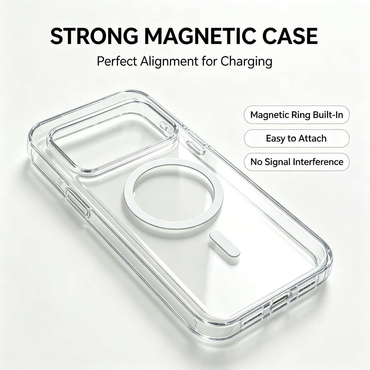 Jencakoo Clear Magnetic Case for iPhone 17 Pro & 18 Pro – Anti-Yellowing, MagSafe Compatible
