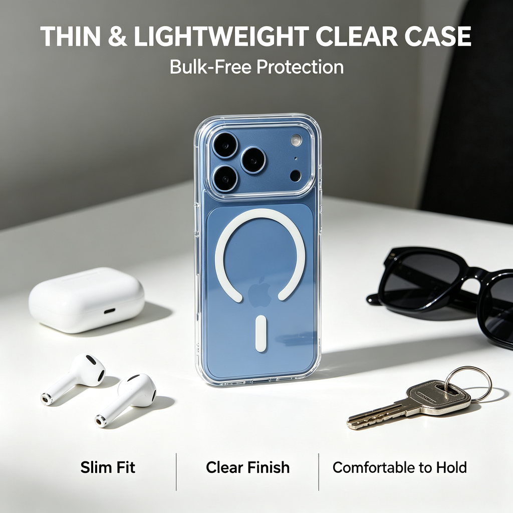 Jencakoo Clear Magnetic Case for iPhone 17 Pro & 18 Pro – Anti-Yellowing, MagSafe Compatible